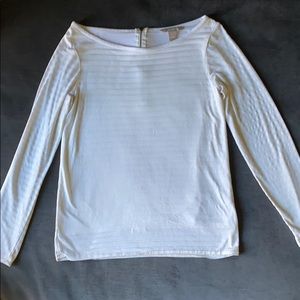 Banana Republic Creme Stripped Back ZIP Top S